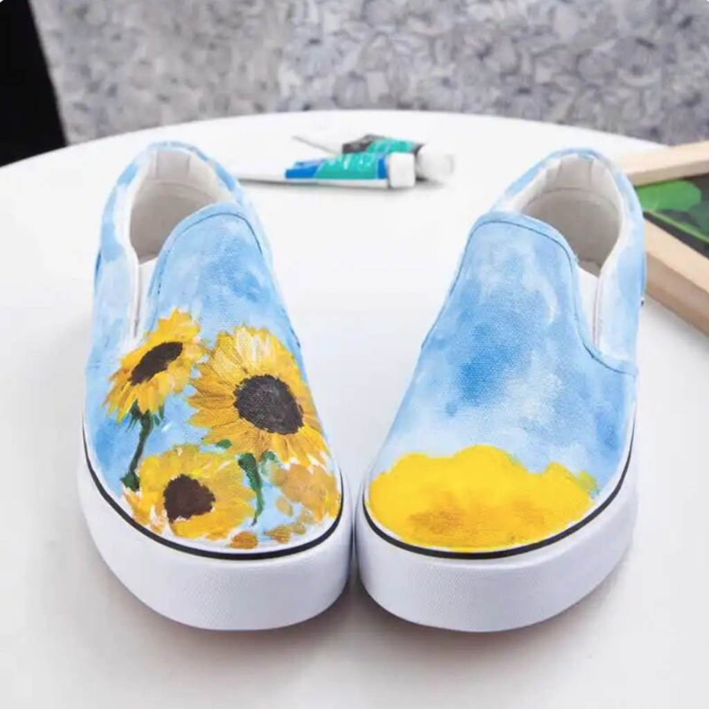 #010 Van Gogh Theme Hand-Painted Canvas Shoes