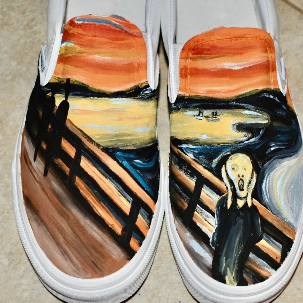 #008 Scream Theme Hand-Painted Canvas Shoes