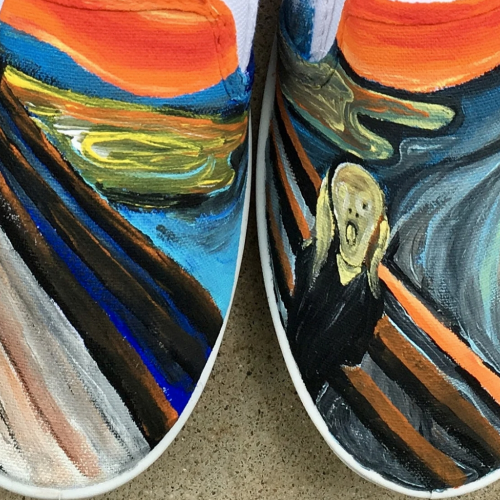 #008 Scream Theme Hand-Painted Canvas Shoes