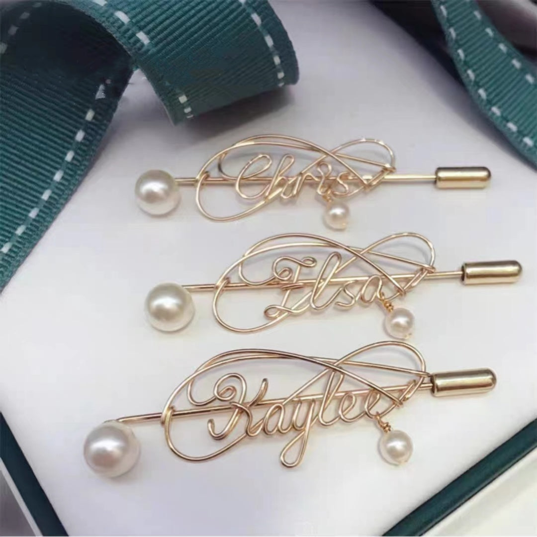 #172 Custom Wire Wrapped Name Brooch