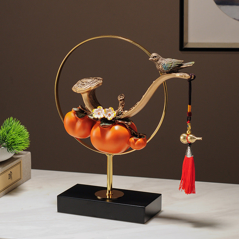 #335 Enamel Magpie Persimmon Ornament Living Room Entrance TV Cabinet Decoration