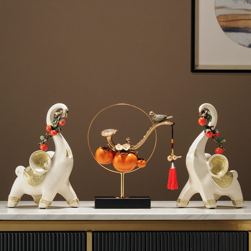 #335 Enamel Magpie Persimmon Ornament Living Room Entrance TV Cabinet Decoration