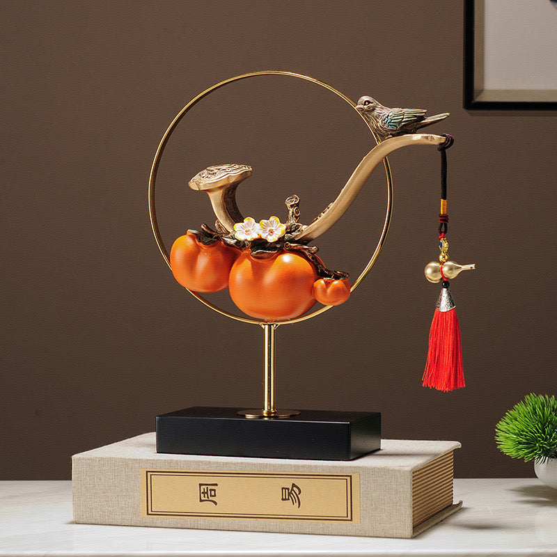 #335 Enamel Magpie Persimmon Ornament Living Room Entrance TV Cabinet Decoration