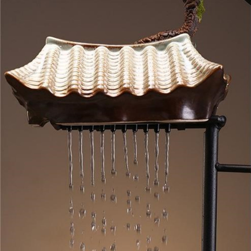 #328 Chinese Zen Ornaments with Rain Curtain and Rattan Lamp Ceramics Incense Burner