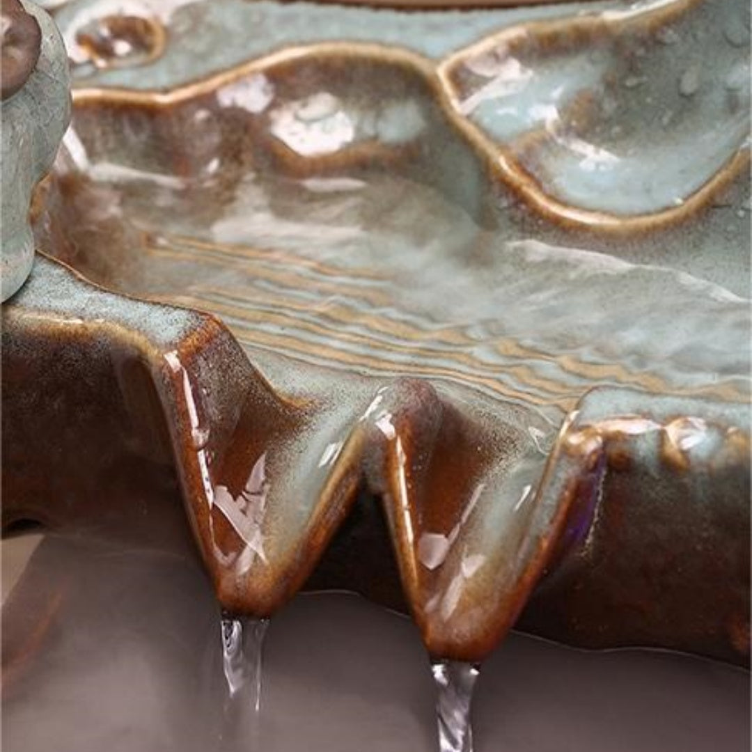 #328 Chinese Zen Ornaments with Rain Curtain and Rattan Lamp Ceramics Incense Burner