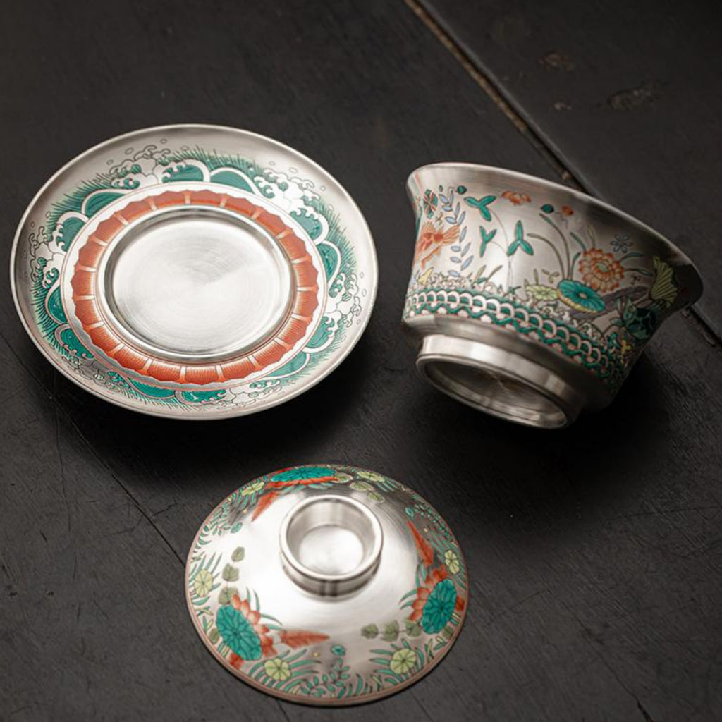 High-grade Dragonfish Gilt-silver Ercai Gaiwan