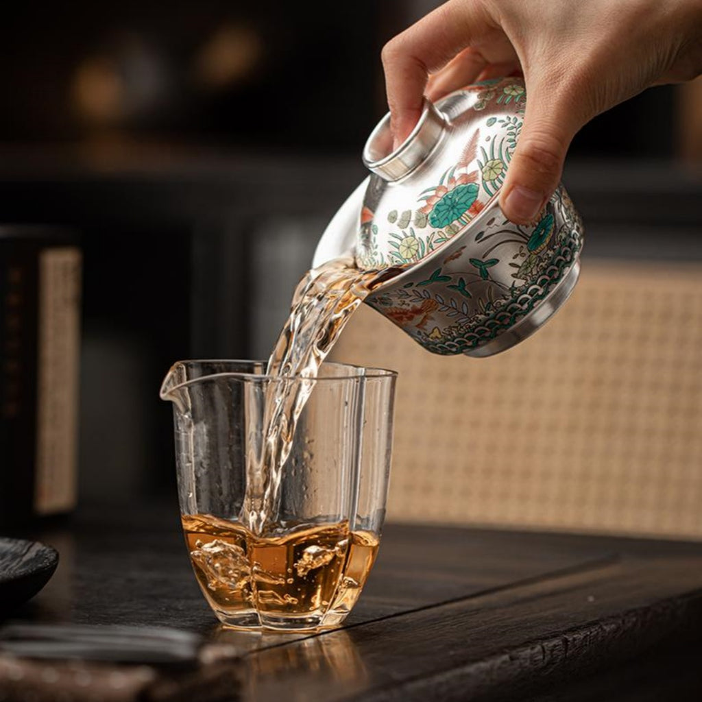 High-grade Dragonfish Gilt-silver Ercai Gaiwan
