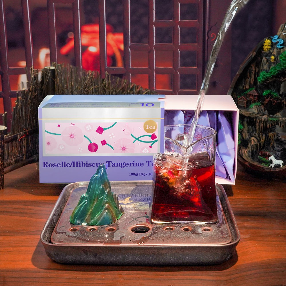 Rosella /Hibiscus Tangerine Tea 100g(10gx10pcs) Sweet And Sour Tea With Organic Acids And Amino AcidsHigh Vitamin C Tnagerine Rosella Bulberry Red Dates Rose