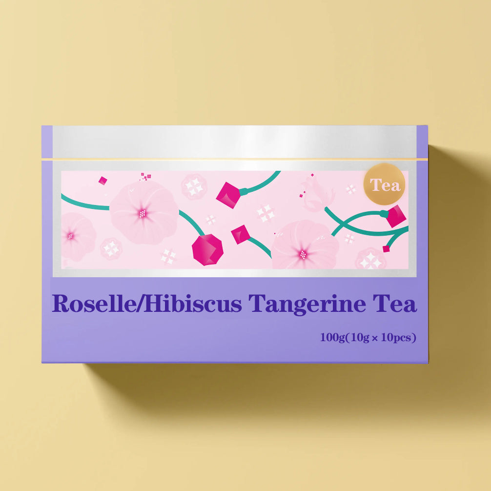 Rosella /Hibiscus Tangerine Tea 100g(10gx10pcs) Sweet And Sour Tea With Organic Acids And Amino AcidsHigh Vitamin C Tnagerine Rosella Bulberry Red Dates Rose