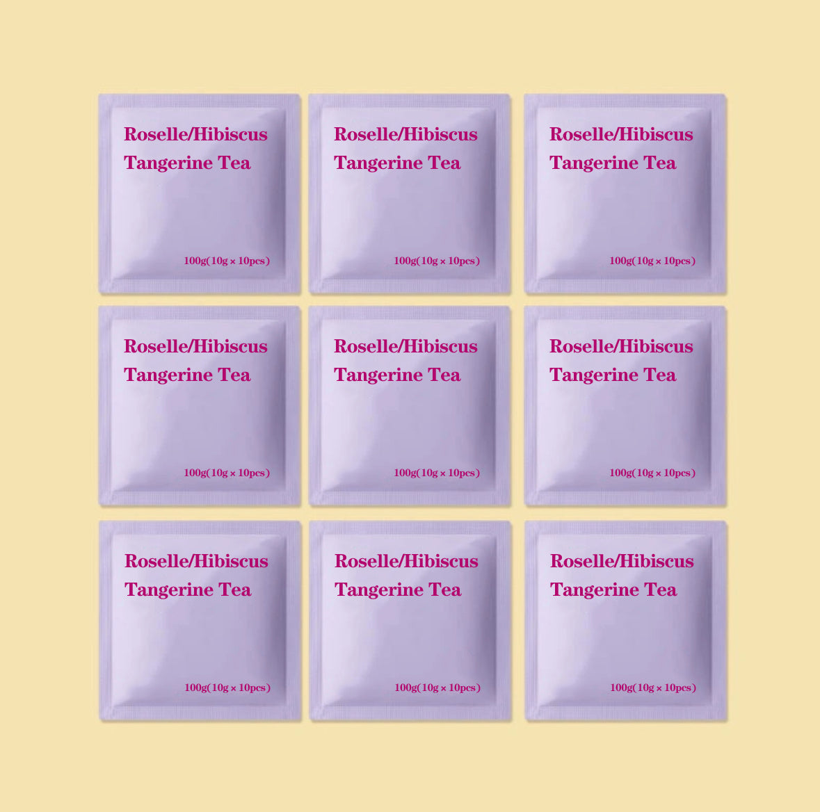 Rosella /Hibiscus Tangerine Tea 100g(10gx10pcs) Sweet And Sour Tea With Organic Acids And Amino AcidsHigh Vitamin C Tnagerine Rosella Bulberry Red Dates Rose