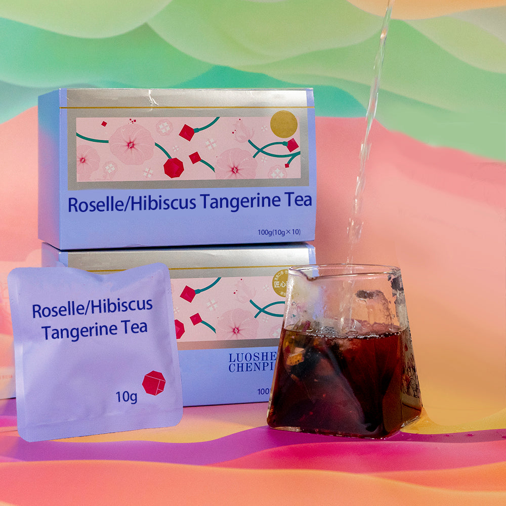 Rosella /Hibiscus Tangerine Tea 100g(10gx10pcs) Sweet And Sour Tea With Organic Acids And Amino AcidsHigh Vitamin C Tnagerine Rosella Bulberry Red Dates Rose