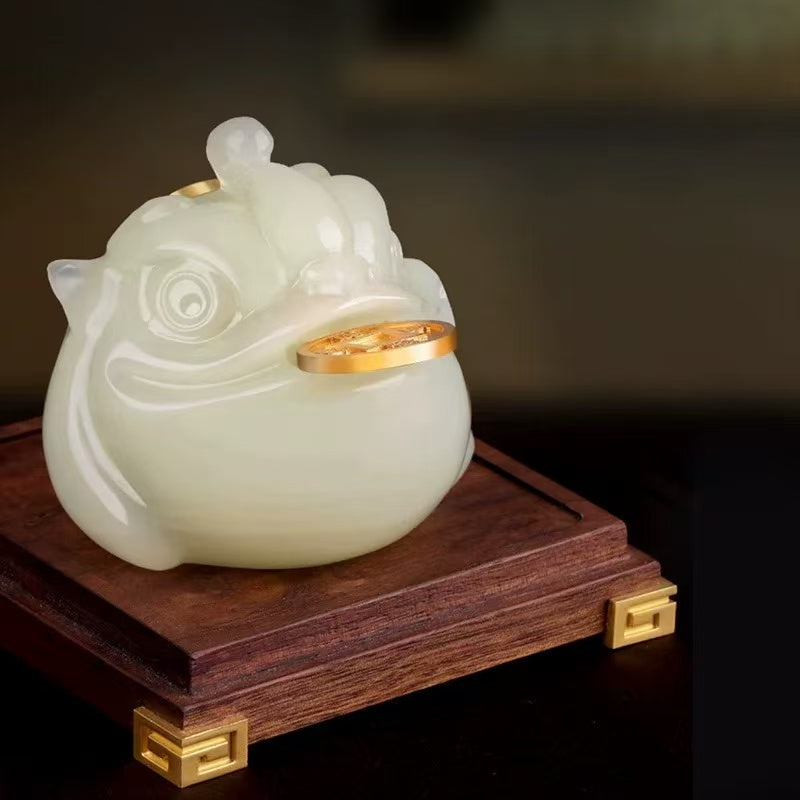 Natural Jade  Golden Toad Wealth Attracting Ornaments Entrance