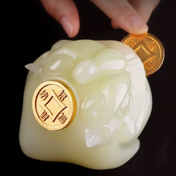 Natural Jade  Golden Toad Wealth Attracting Ornaments Entrance