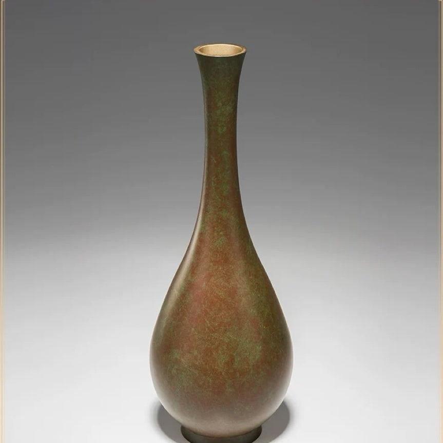 Elegant Vase Bronze Tabletop Decor  Handcrafted Home Decoration Artpiece for Living Room or Office
