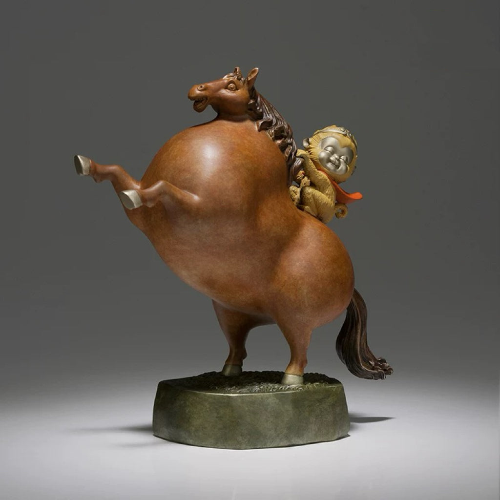 Rising Success Bronze Horse & Monkey Statue  Handcrafted Home Decor for Living Room Desk or Office