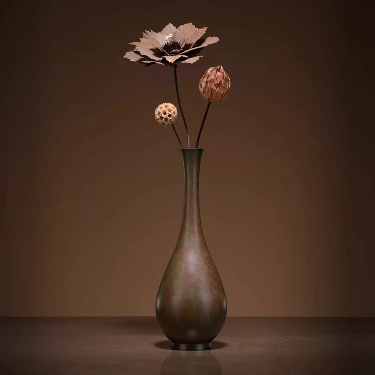Elegant Vase Bronze Tabletop Decor  Handcrafted Home Decoration Artpiece for Living Room or Office