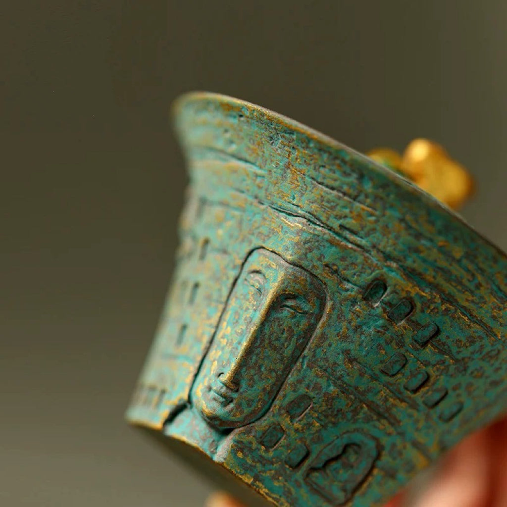 Handcrafted Three Talents Ceramic Gaiwan  Dunhuang-Inspired Heat Resistant Gongfu Tea Bowl Single Lidded Teacup for Brewing 110ml