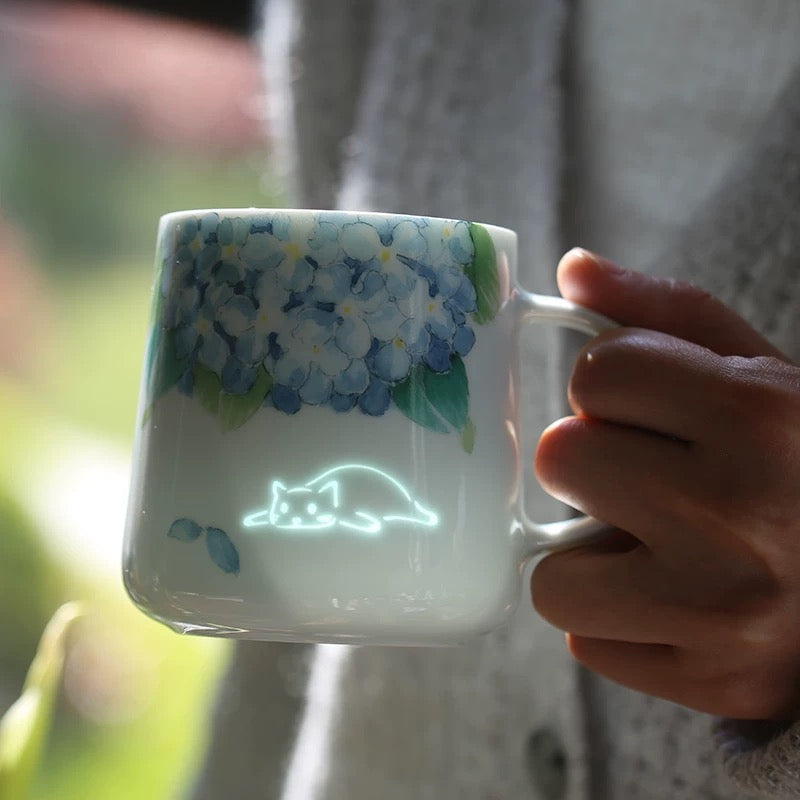 Cat Mug Jingdezhen Ceramic Coffee Cup Birthday Gift Home Use High Aesthetic Water Cup 360ml