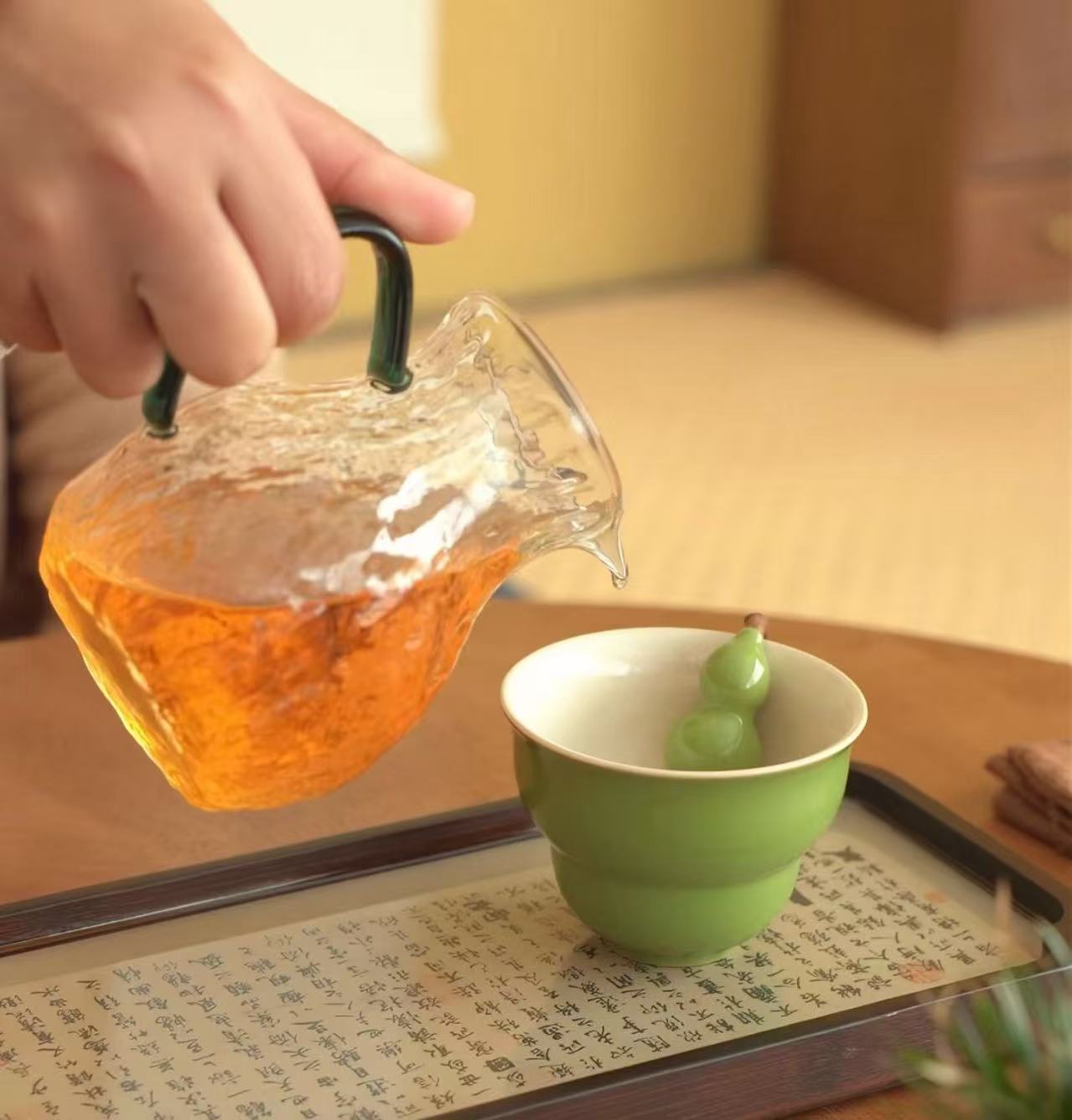 Handmade Ceramic Tea Cup  Grass Ash Glazed 'Hu Lu' Cup Single Cup for Home Use Retro Tea Tasting Cup for Men and Women 110ml