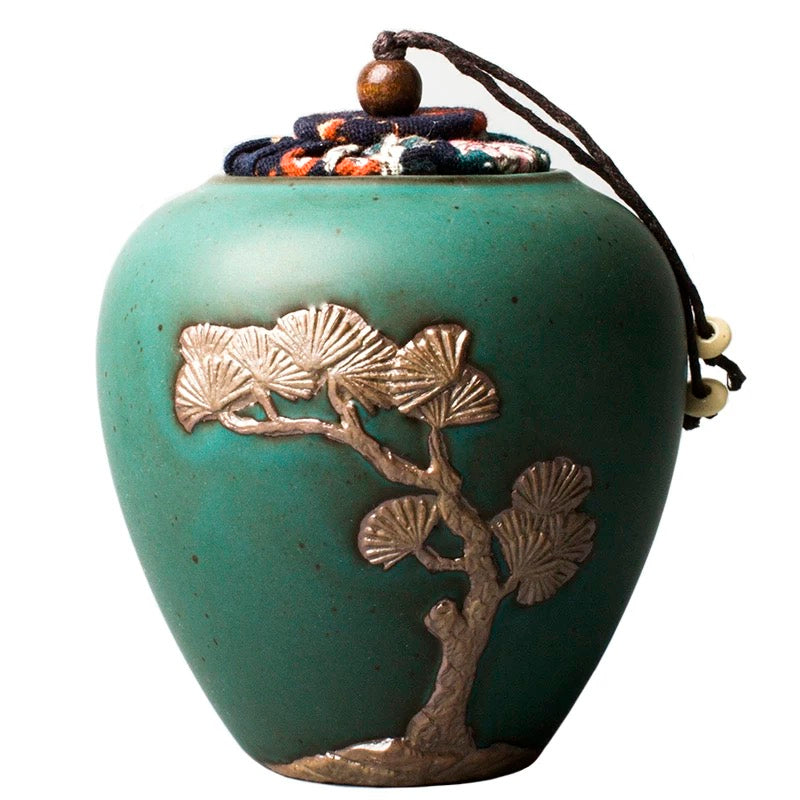 Ceramic Tea Caddy Set Sealed Storage Container with Lucky Gourd Design 70ml