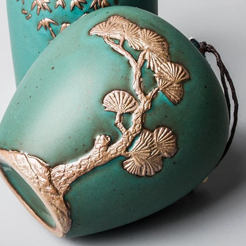 Ceramic Tea Caddy Set Sealed Storage Container with Lucky Gourd Design 70ml