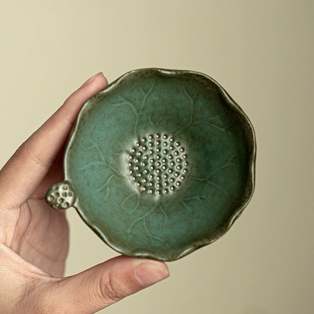 Kiln-Changed Celadon Tea Strainer  Traditional Chinese Tea Leaf Filter for Gongfu Tea Brewing