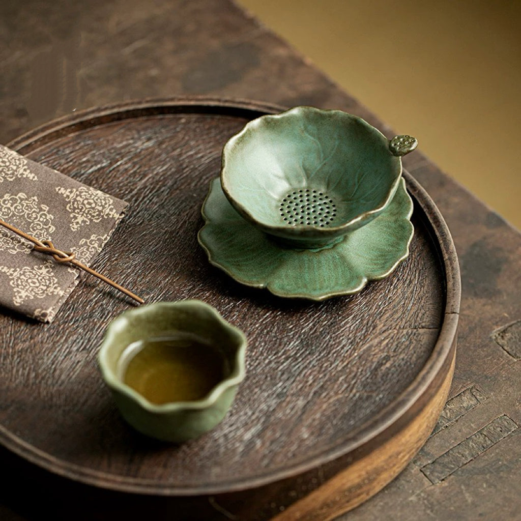 Kiln-Changed Celadon Tea Strainer  Traditional Chinese Tea Leaf Filter for Gongfu Tea Brewing