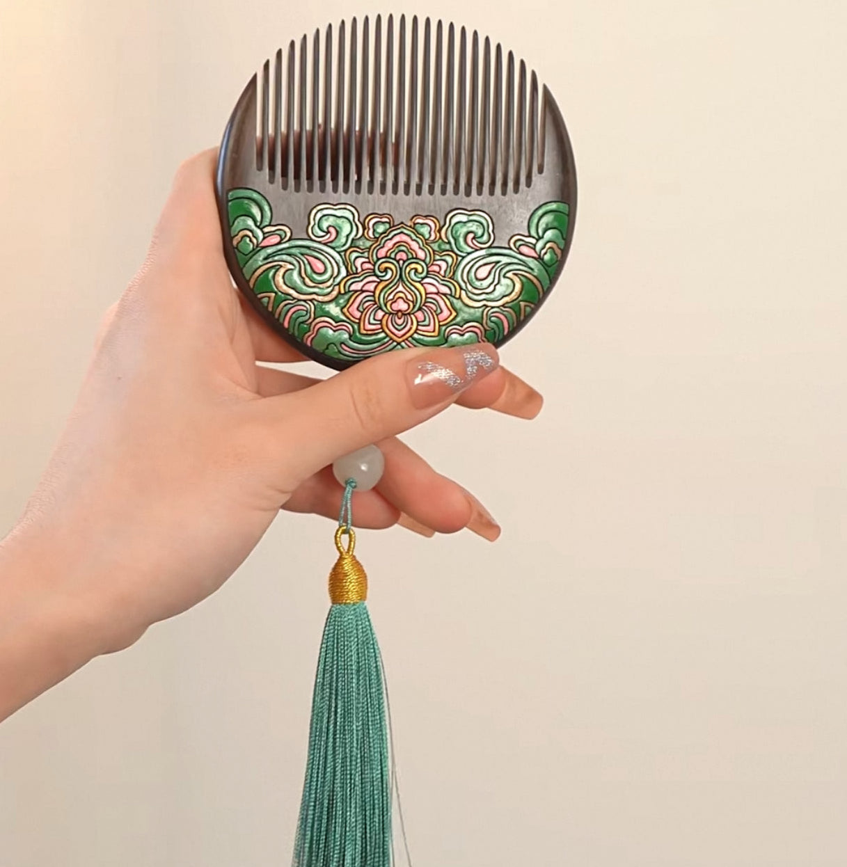Sandalwood Mini Comb Portable Travel Hair Comb with Tassel