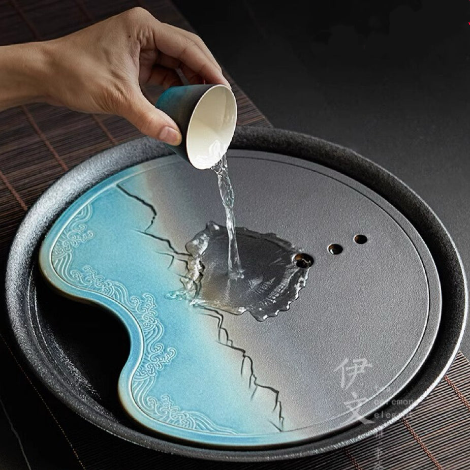 Ceramic Water-Retaining Dry Tea Tray Household Small Tea Platform