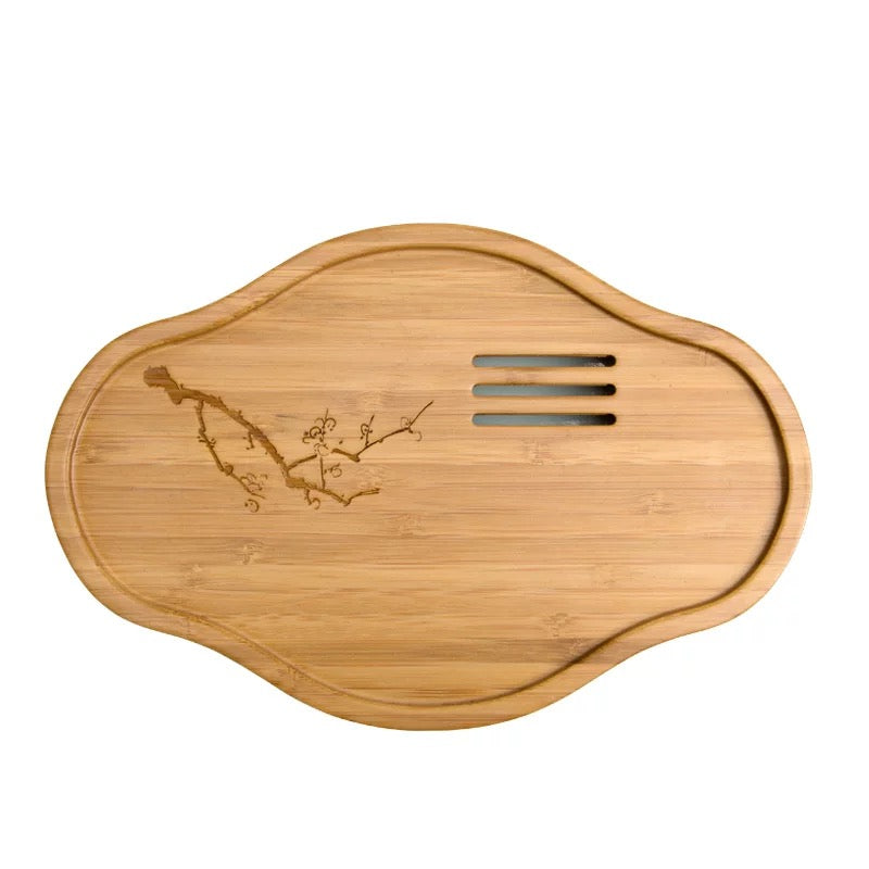 Plum Blossom Bamboo Ceramic Dry Tea Tray Household Tea Plate