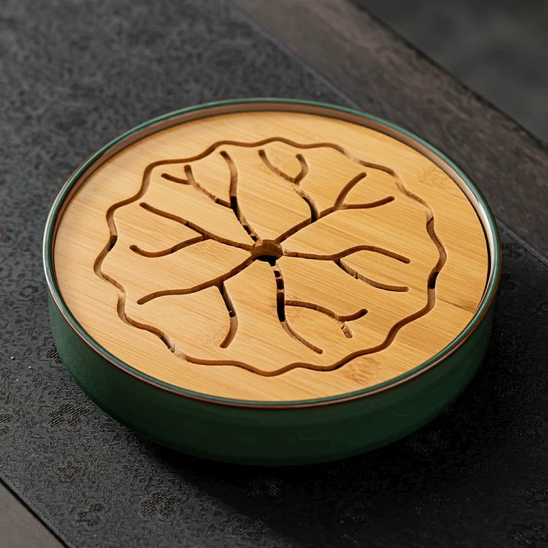 Ge Kiln Ceramic Bamboo Household Tea Tray