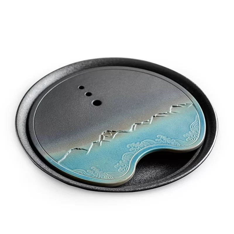 Ceramic Water-Retaining Dry Tea Tray Household Small Tea Platform