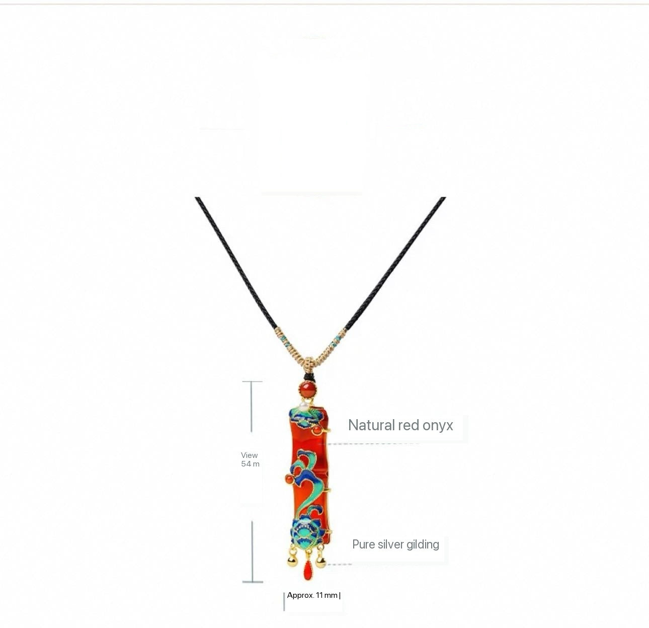 Red Agate Silver Plated Gold Pendant Sweater Chain