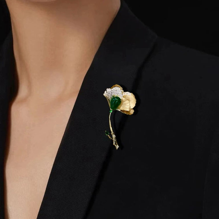 Lotus Leaf Brooch Pin for Coats and Dresses