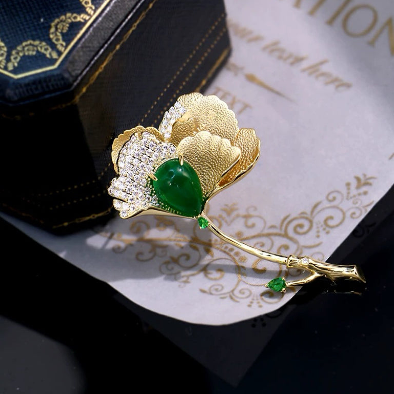 Lotus Leaf Brooch Pin for Coats and Dresses