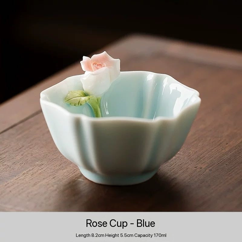 Moist and Lively Color Ceramic Master Cup Single Cup Hand-Picked Flower Special Tea Tasting Cup Tea Set 170ml