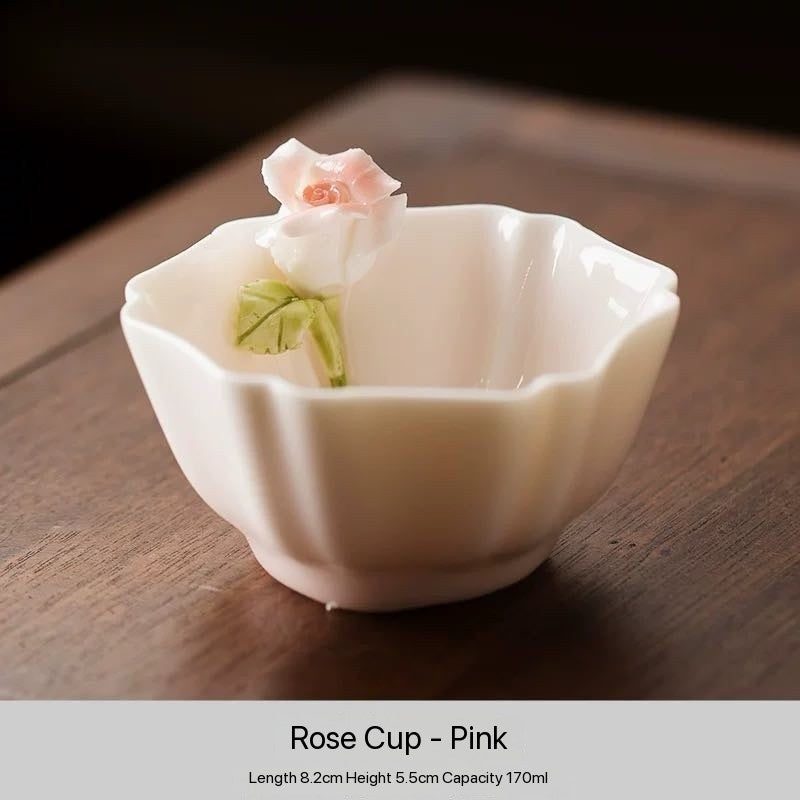 Moist and Lively Color Ceramic Master Cup Single Cup Hand-Picked Flower Special Tea Tasting Cup Tea Set 170ml