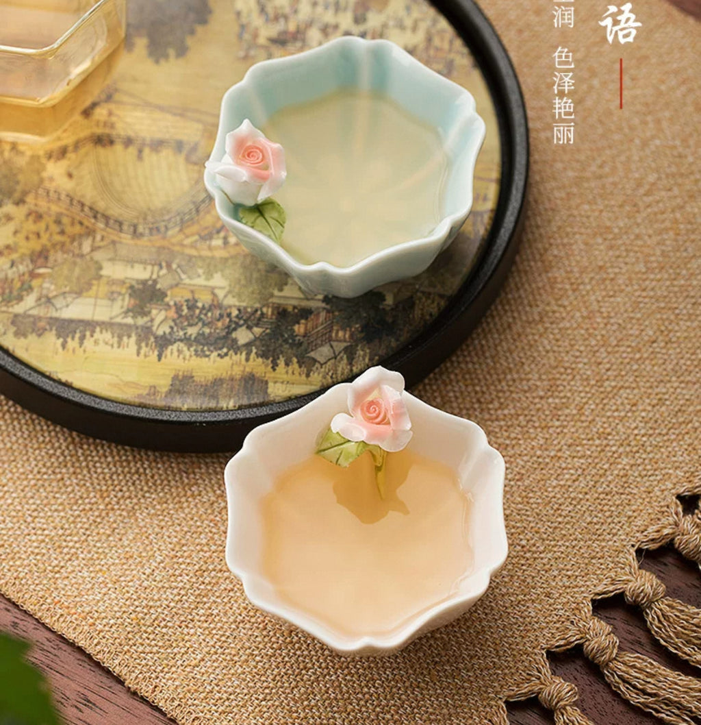 Moist and Lively Color Ceramic Master Cup Single Cup Hand-Picked Flower Special Tea Tasting Cup Tea Set 170ml