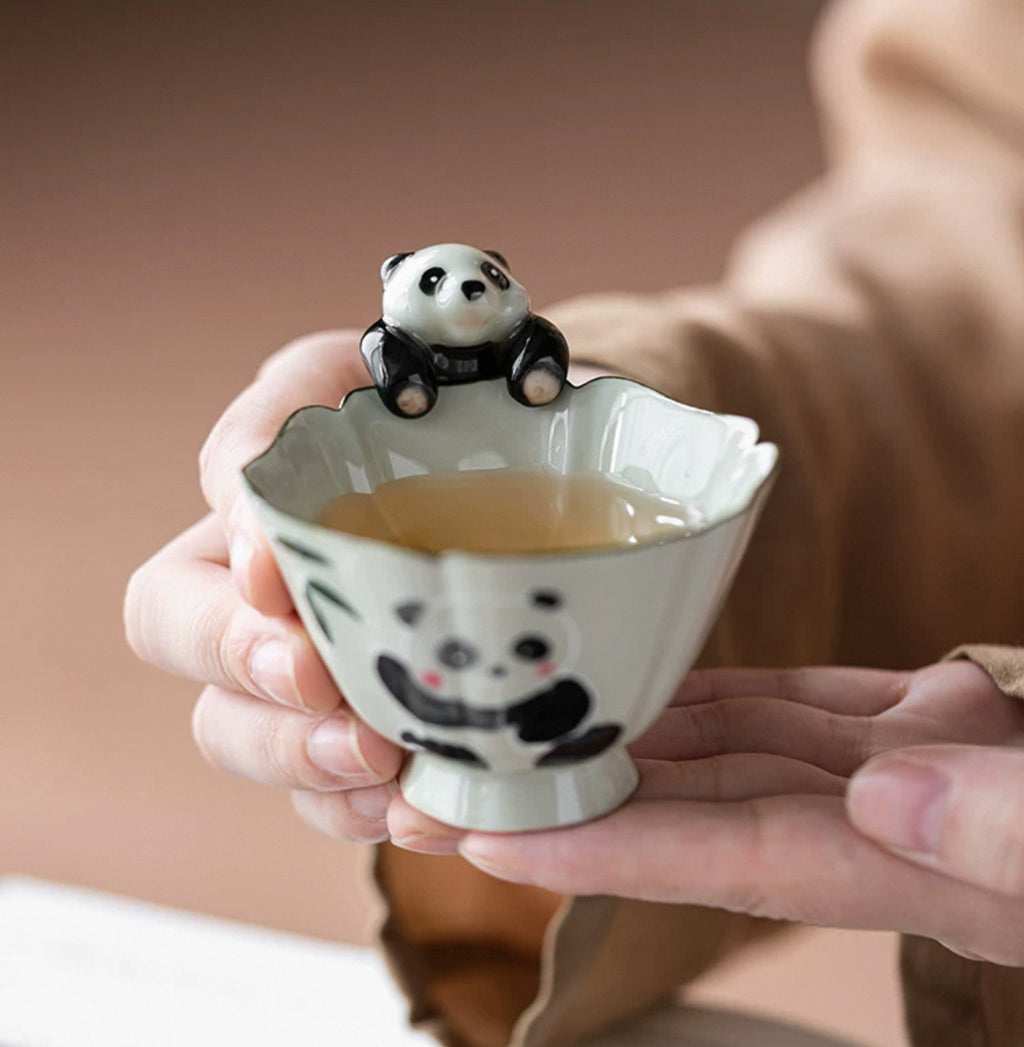 Creative Ceramic Hexagonal Cup Panda Tea Pet Master Cup Tea Set 70ml