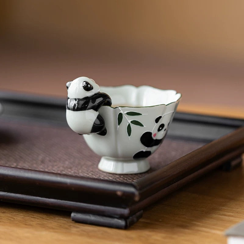 Creative Ceramic Hexagonal Cup Panda Tea Pet Master Cup Tea Set 70ml