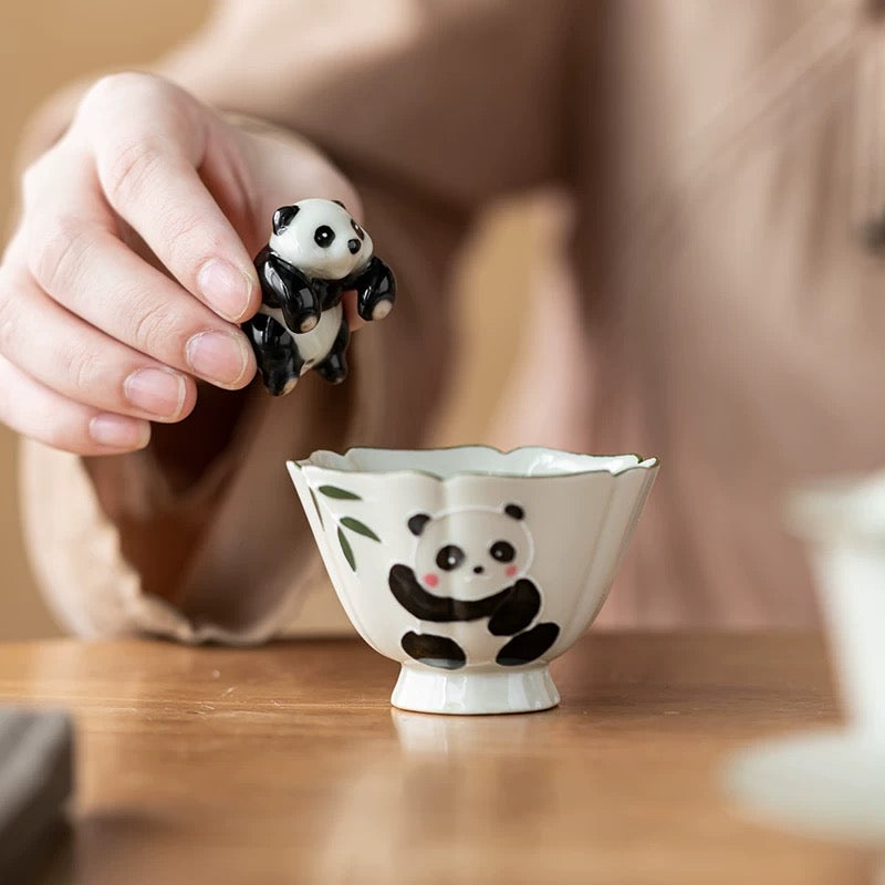 Creative Ceramic Hexagonal Cup Panda Tea Pet Master Cup Tea Set 70ml