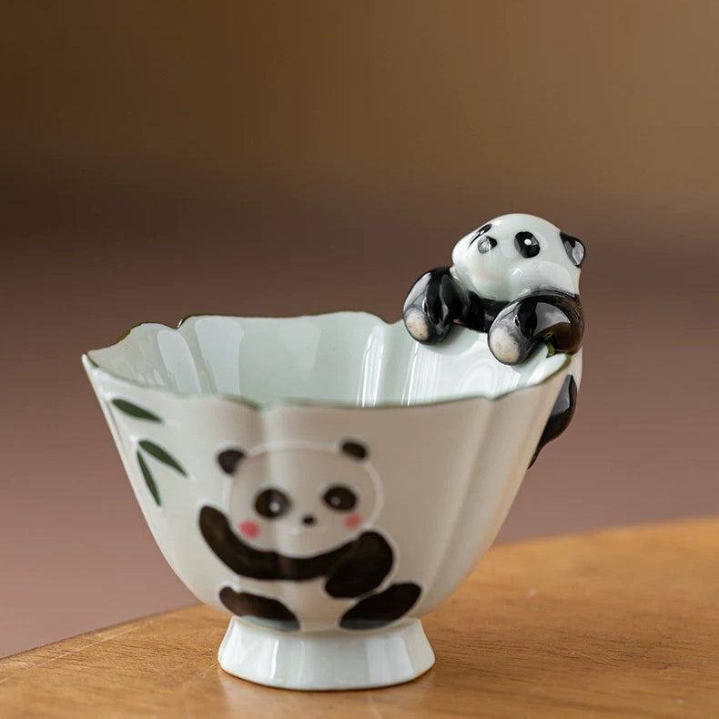 Creative Ceramic Hexagonal Cup Panda Tea Pet Master Cup Tea Set 70ml