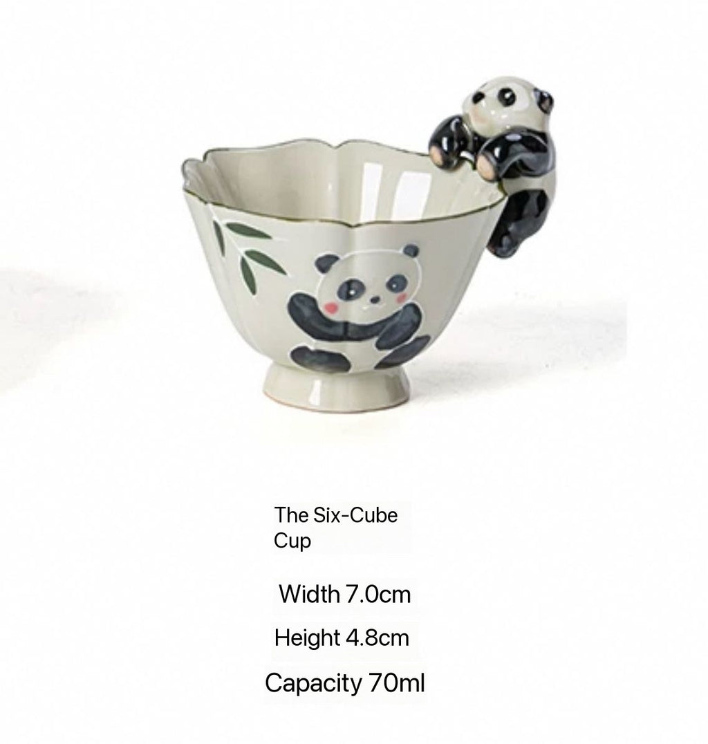 Creative Ceramic Hexagonal Cup Panda Tea Pet Master Cup Tea Set 70ml