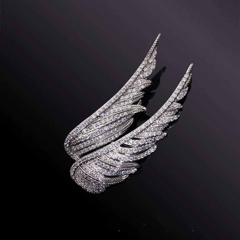 Side by Side Angel Wings Feather Brooch