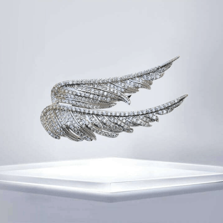 Side by Side Angel Wings Feather Brooch