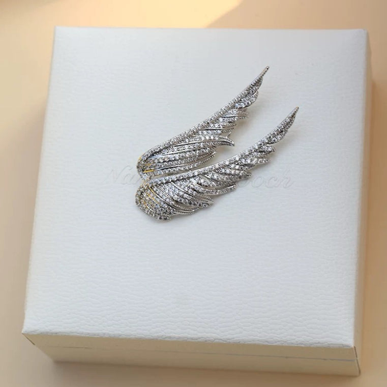 Side by Side Angel Wings Feather Brooch