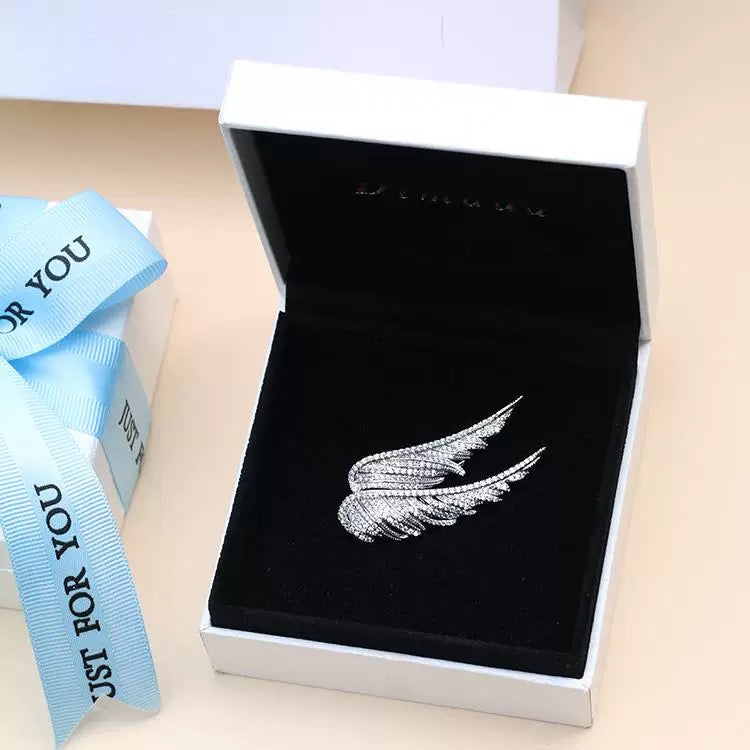 Side by Side Angel Wings Feather Brooch