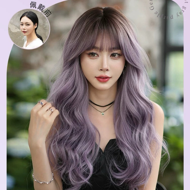 Purple Full Lace Wig with Big Wave Long Curls