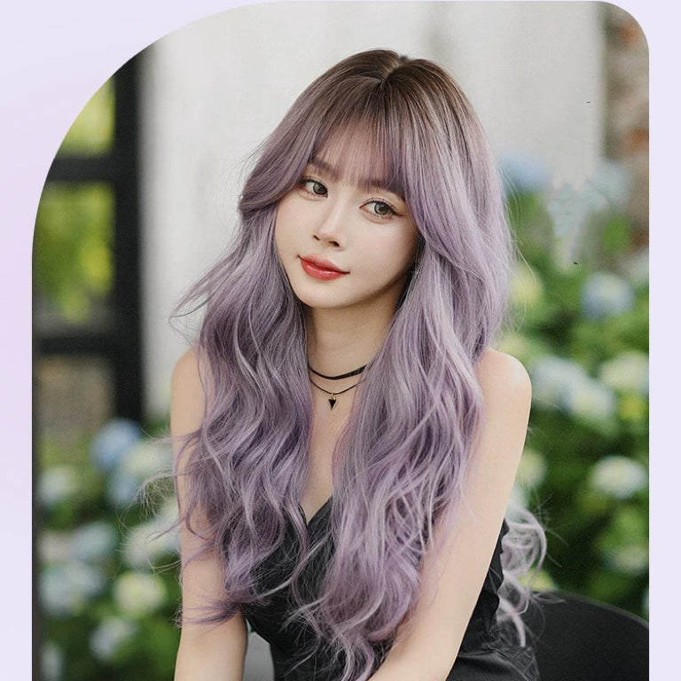 Purple Full Lace Wig with Big Wave Long Curls