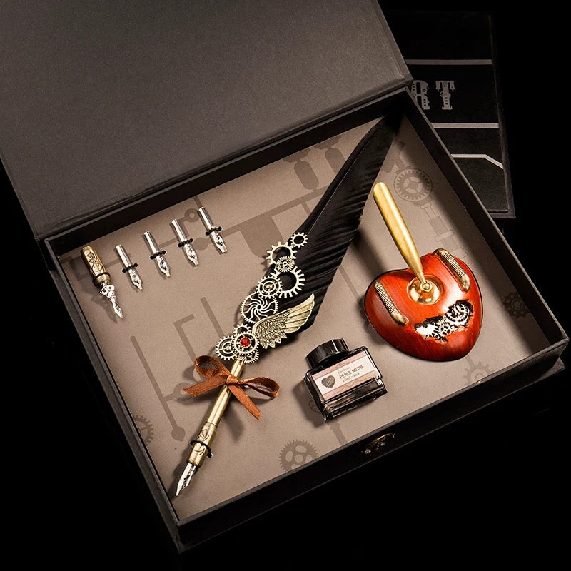 Harry Potter Quill Pen Vintage Feather Dip Pen Gift Set